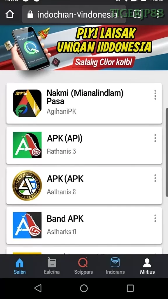 Cuplikan layar PAUS4D — menu navigasi